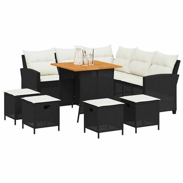 vidaXL Garden Sofa Set Black, Cream White