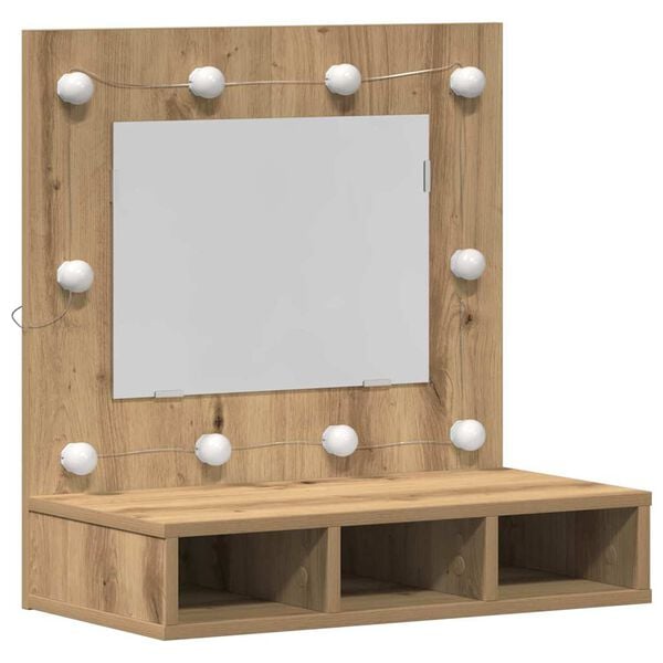 vidaXL Mirror Cabinet with Shelf Artisan Oak 23.62 x 12.40 x 24.41 in