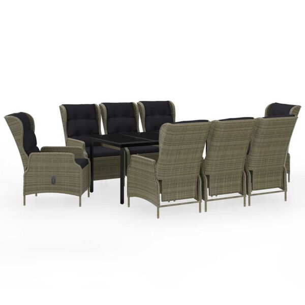 vidaXL Garden Dining Set Table: Black, Chairs: Brown, Cushions: Black