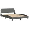 vidaXL Bed Frame Dark Grey Polyester, Metal, Solid Pine Wood, Plywood