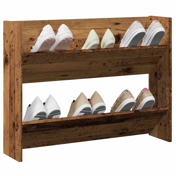 vidaXL Wall Shoe Cabinet Rustic Wood Engineered Wood Compact