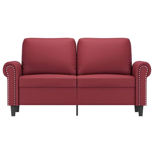 vidaXL 2-seater Sofa Wine Red Faux leather, metal, textilene 2-Seater