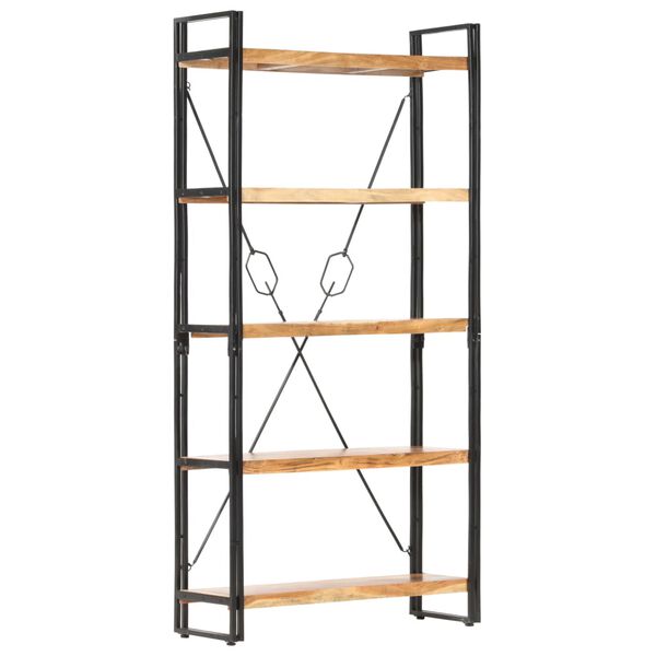 vidaXL Bookcase Natural wood and black Solid Acacia wood and steel