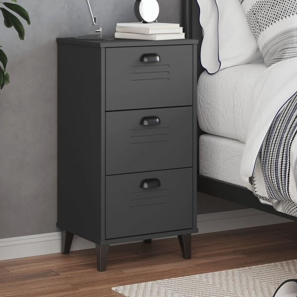 vidaXL Bedside Table Anthracite Grey Engineered Wood and Plastic Medium
