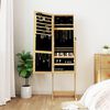 vidaXL Mirror Jewelry Cabinet Brown, White Engineered Wood Full-Length