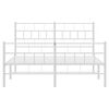 vidaXL Metal Bed Frame White Powder-Coated Steel King Size