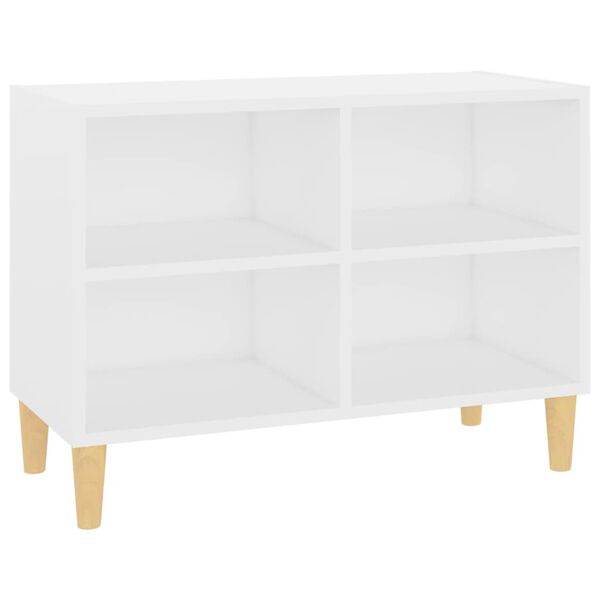vidaXL TV Cabinet White Engineered wood, solid eucalyptus wood Medium