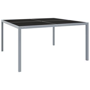 vidaXL Garden Table Grey Powder-coated steel, tempered glass