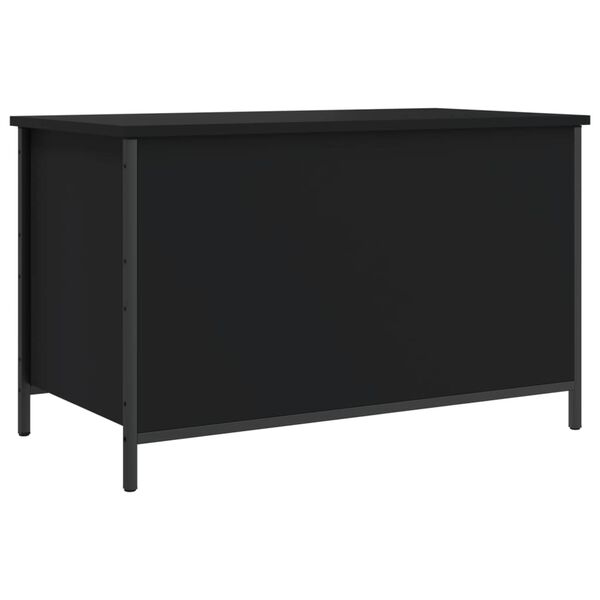vidaXL Storage Bench Black Engineered Wood, Metal Medium