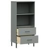 vidaXL Bookcase Grey Solid pine wood, Metal Tall Bookcase Rectangular