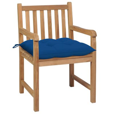 vidaXL Patio Chairs 2 pcs with Blue Cushions Solid Teak Wood