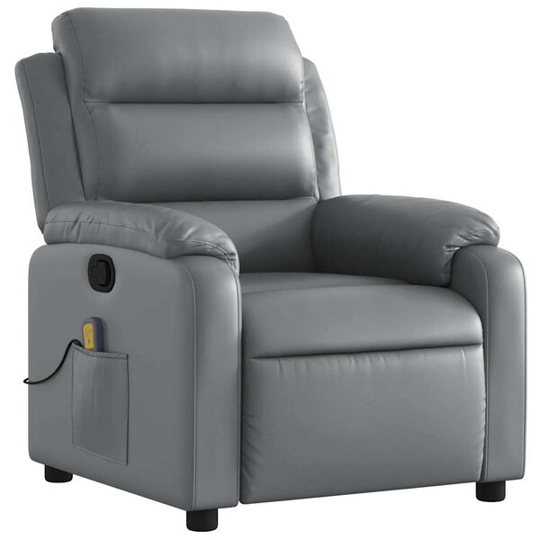 vidaXL Massage Recliner Chair Grey Faux Leather Standard