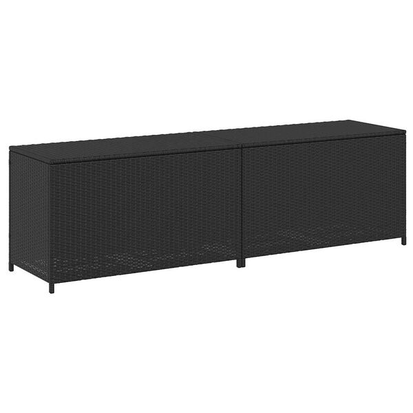 vidaXL Storage Chest Black Poly Rattan, Powder-Coated Steel Large