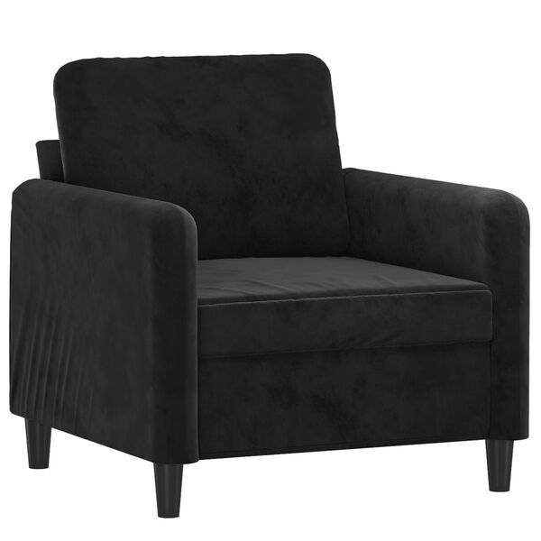 vidaXL Sofa Set Black Velvet (100% polyester), Metal, Textilene, Plywood