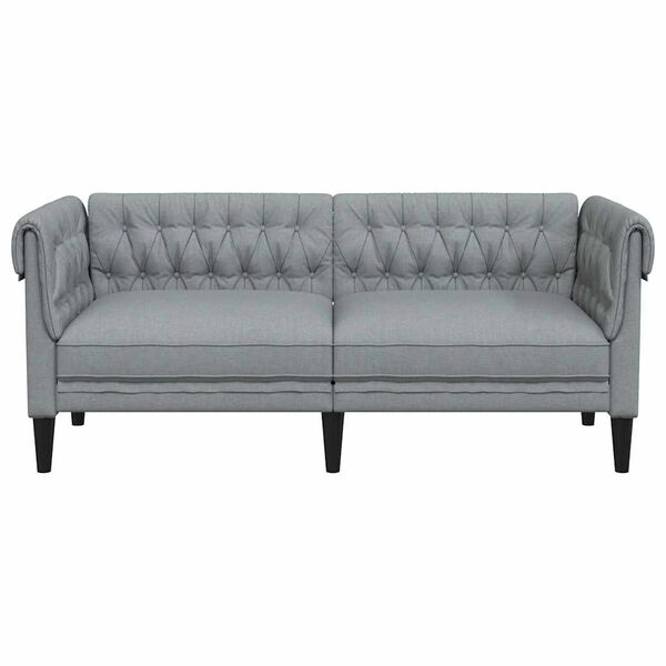 vidaXL Chesterfield Sofa Light Grey Fabric (100% polyester) 2-seater