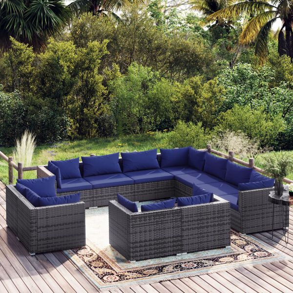 vidaXL Garden Lounge Set Grey and Dark Blue