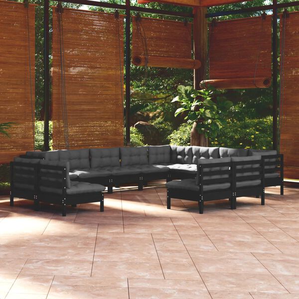 vidaXL Garden Lounge Set Black and Anthracite