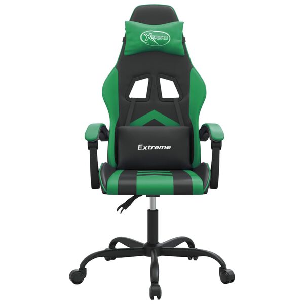 vidaXL Gaming Chair Black and Green Faux Leather