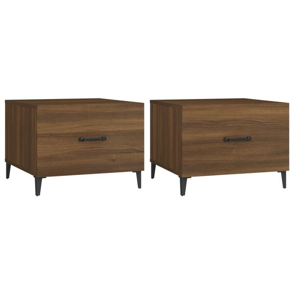 vidaXL Coffee Table Set of 2 Brown Oak Engineered wood, Metal Medium