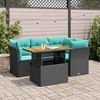 vidaXL 5 Piece Patio Sofa Set with Cushions Black Poly Rattan