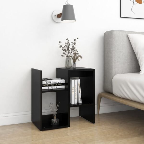 vidaXL Bedside Cabinet Set of 2 Black Engineered Wood
