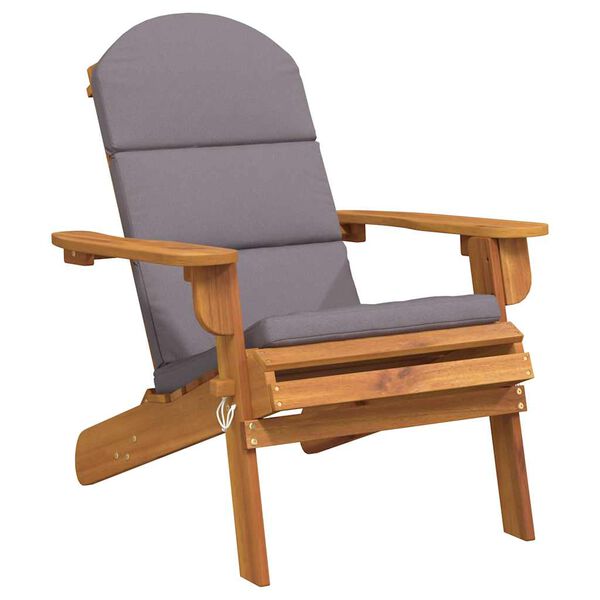 vidaXL Garden Chair Dark grey, Natural wood Solid acacia wood, Polyester