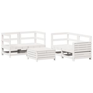 vidaXL Garden Sofa Set White Solid pine wood, Plywood slats 5 Piece