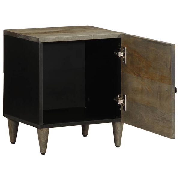 vidaXL Bedside Cabinet Set of 2 Light Grey Solid Mango Wood, Metal