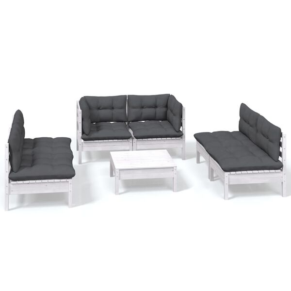 vidaXL Garden Lounge Set White and Anthracite