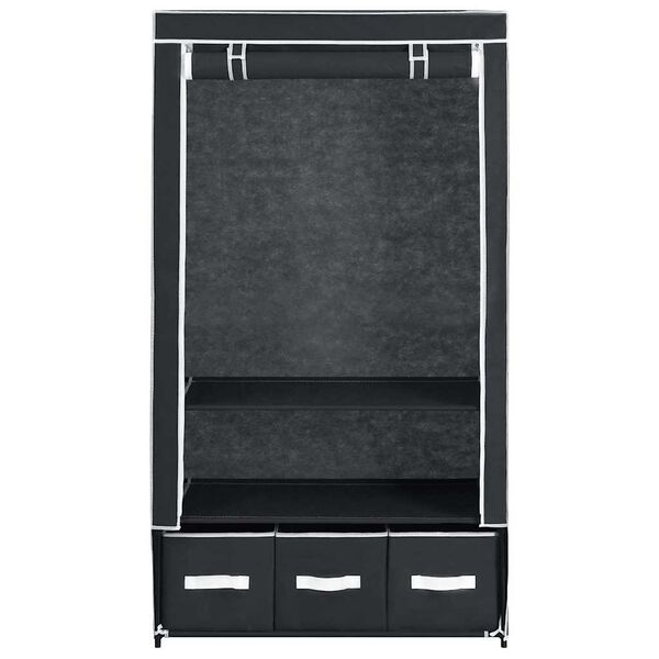 vidaXL Wardrobe Black Non-woven fabric, Iron Medium Collapsible