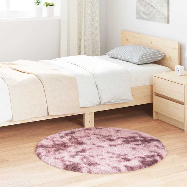 vidaXL Shaggy Rug Dusty Pink Polyester 39.4 in Non-slip Area Rug