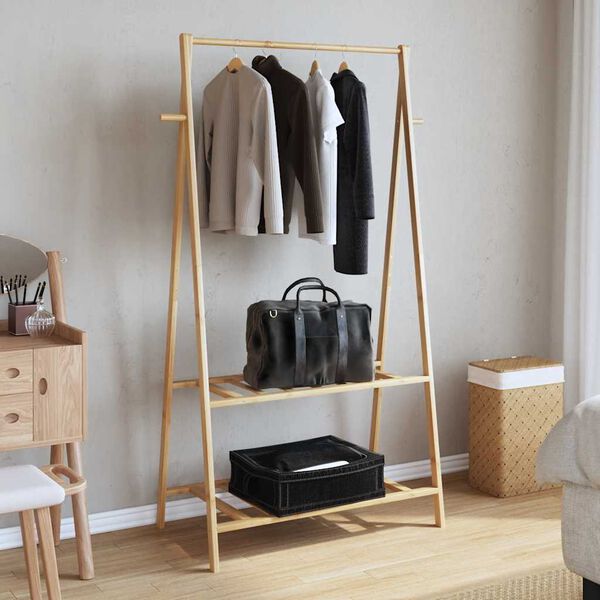 vidaXL Clothes Rack Bamboo Bamboo with a varnished finish Medium