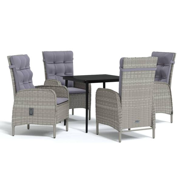 vidaXL Garden Dining Set Grey and Black