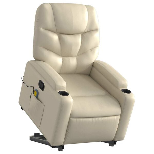 vidaXL Stand Up Massage Recliner Chair Cream