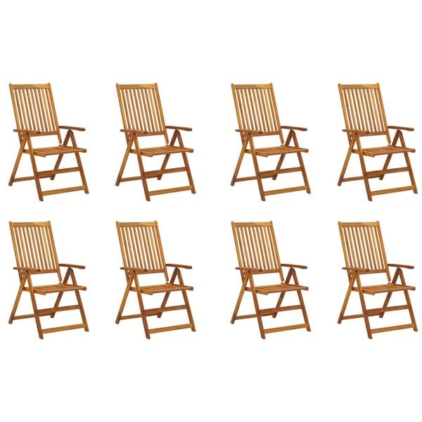 vidaXL Garden Chair Set of 8 Natural Wood Solid Acacia Wood Standard