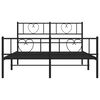 vidaXL Bed Frame Black Powder-Coated Steel 63 x 79 in Bed Frame
