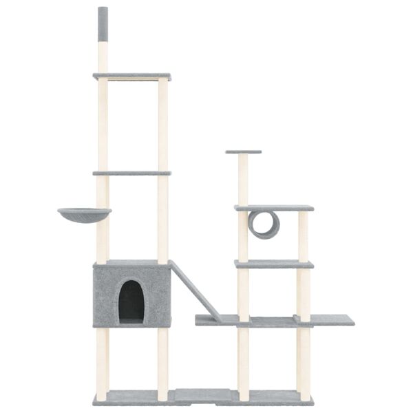 vidaXL Cat Tree Light Grey Engineered wood, plush, sisal Extra Large