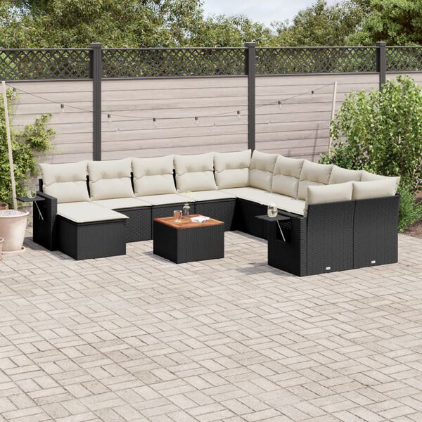 vidaXL Garden Sofa Set Black Poly Rattan Large Modular Garden Sofa Set