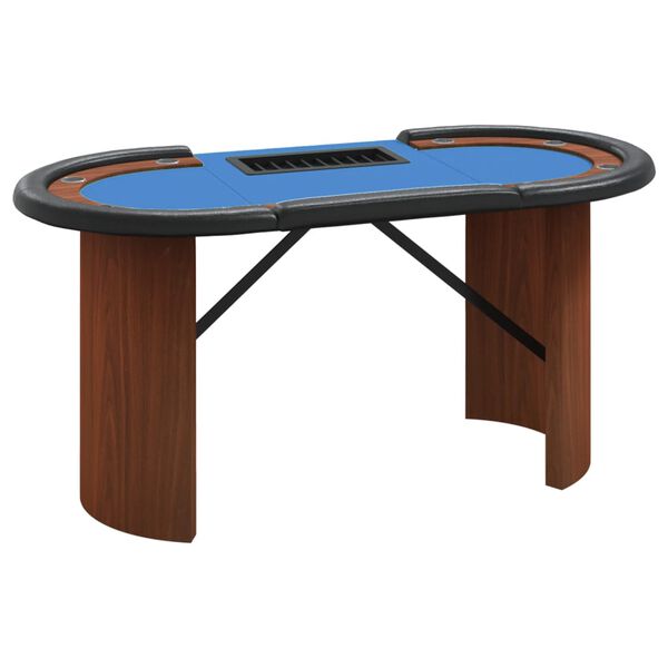 vidaXL Poker Table Blue Engineered wood, felt, faux leather, metal