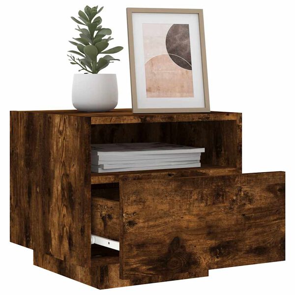 vidaXL Bedside Cabinet Set of 2 Smoked oak Engineered wood