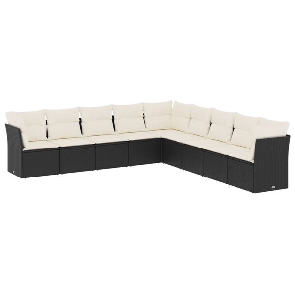 vidaXL Garden Sofa Set Black, Cream White