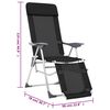vidaXL Camping Chair Set of 2 Black Textilene Adjustable Footrests