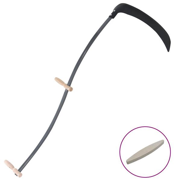 vidaXL Scythe Black, Brown Steel, Wood 57.1 in Durable Scythe