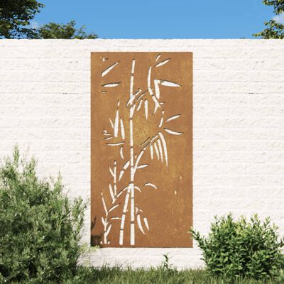 vidaXL Patio Wall Decoration 41.3"x21.7" Corten Steel Bamboo Design
