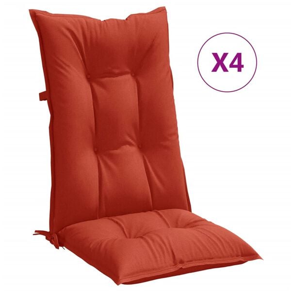 vidaXL Highback Chair Cushion Set of 4 Melange Red 100% Polyester