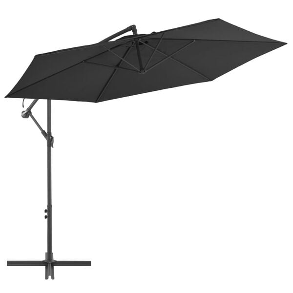 vidaXL Cantilever Garden Parasol Black Polyester, Metal 118.1 in diameter