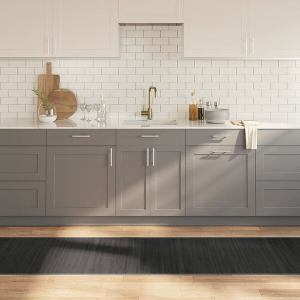 vidaXL Rug Grey Bamboo, Polypropylene 27.6x393.7 in Rug Rectangular