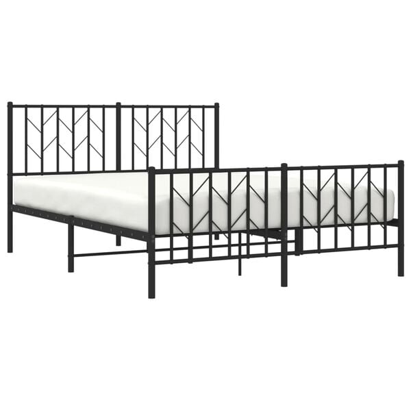 vidaXL Bed Frame Black Steel 53.1x74.8 in Double Bed Frame Rectangular