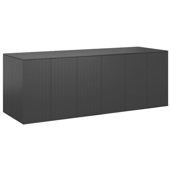 vidaXL Cushion Box Black PE Rattan, Powder-Coated Steel Large