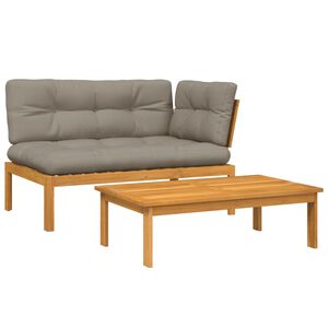 vidaXL Patio Sofa Set Taupe Solid Acacia Wood Medium Modular